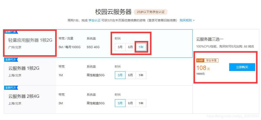 关于云服务器学生优惠购买流程的信息