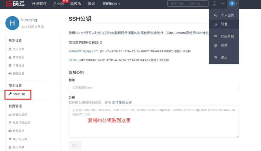 码云连接服务器添加公钥