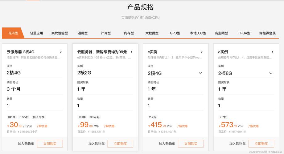 云服务器云主机价格对比